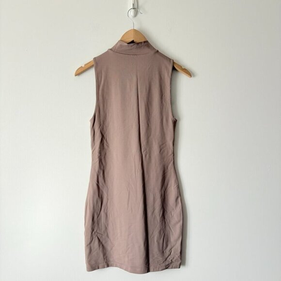 Aritzia Babaton Contour Mockneck Mini Dress Nude Taupe Size Medium - Picture 4 of 6